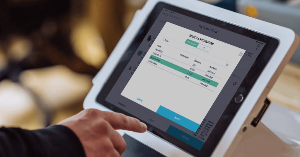 Blaze POS software on an iPad for Dispensary Deals